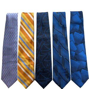 Philippe Ertu Tie 100% Silk Blue Gold Stipe Geo Japan Italy 3.75"x57-59" X5